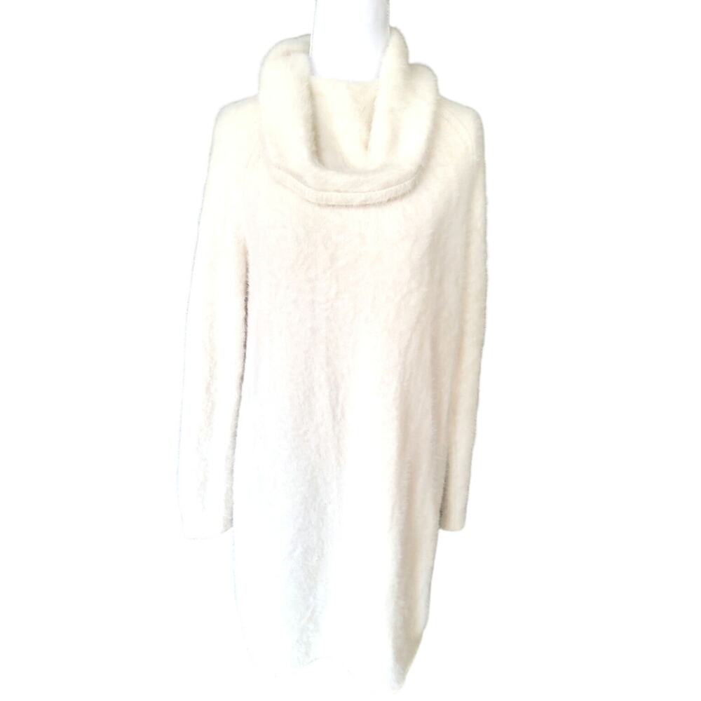 Lou & Grey  LaShout Cowl eyelash Sweater dress white/cream Coastal boho  cozy